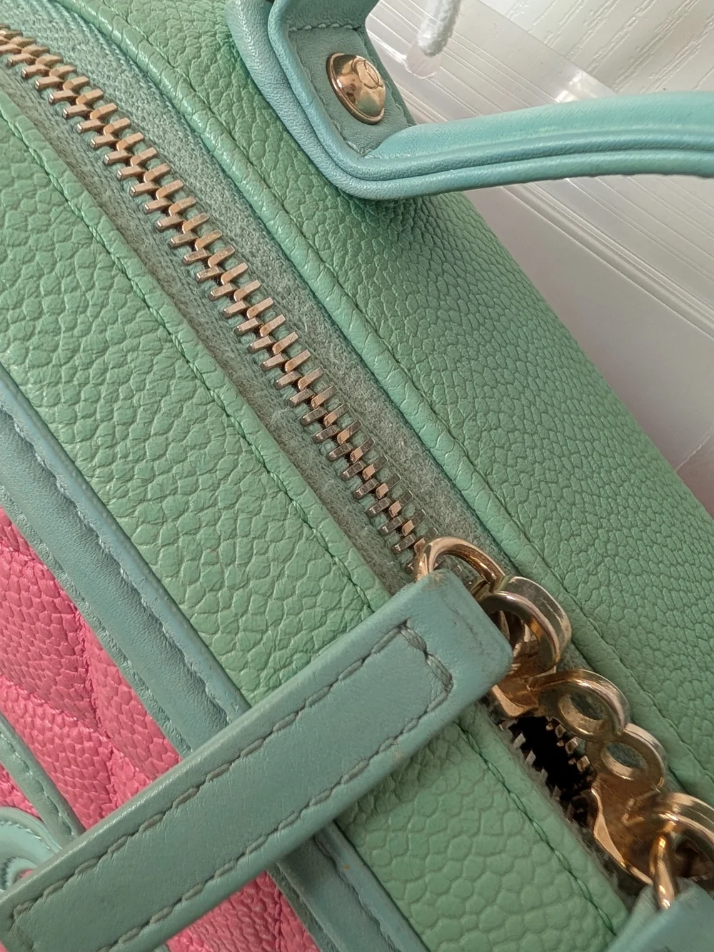 Chanel Caviar Quilted Medium CC Filigree Vanity Case Pink Green Blue